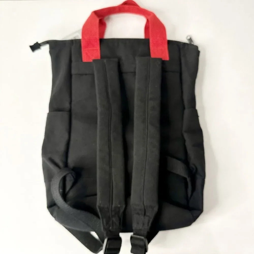 NWT Backpack Mickey Mouse￼￼Disney Parks New Black Canvas‎ Red Straps Very Cute